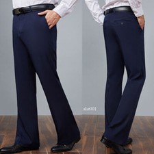 Men Bell Bottom Flared Pants 60s 70s Retro Stretch Bootcut Trousers Slim Fit New