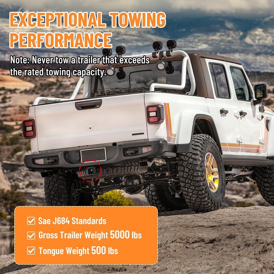 Tow Trailer Hitch & Bolts Class III 2inch Receiver For Jeep Gladiator