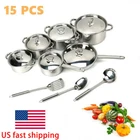 New-Kitchen Set, Cookware Set, Pots and Pans Set-Stainless Steel 15-piece Set