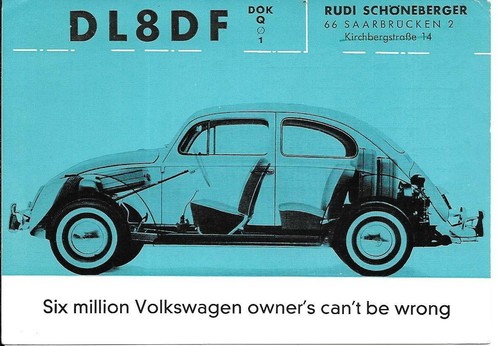 QSL 1968 Deutschland Volkswagen Auto Radio Karte