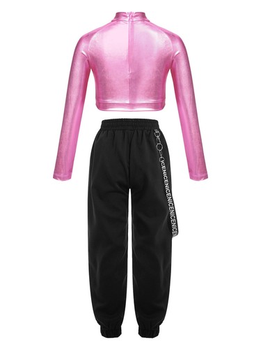 Girls Outfit 2 Piece Tracksuit Stage Performance Clothing Set Pocket Dancewear - Picture 77 of 84