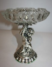 Vintage Crystal Bowl Ashtray on Silver Cupid ...