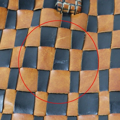 Henry Cuir Bicolor Black Brown Intrecciato Leather Tote Bag Used Excellent+ - Picture 9 of 10