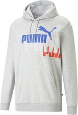 Authentic PUMA Men's MMS ESS Logo POWER Fleece Hoodie  Light Gray Heather NEW