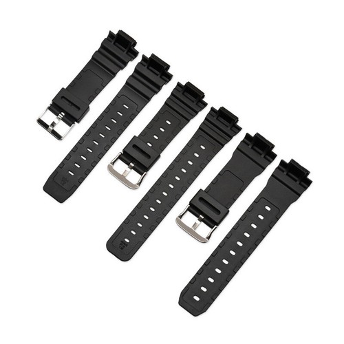 Ersatzarmband für Casio Class Digitaluhr mit Harzarmband in Schwarz 12-18mm - Bild 5 von 9