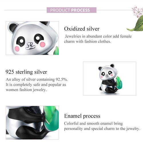 Mode Frauen echt 925 Sterlingsilber schönes Panda Jungtier Charm passt Armband - Bild 6 von 12