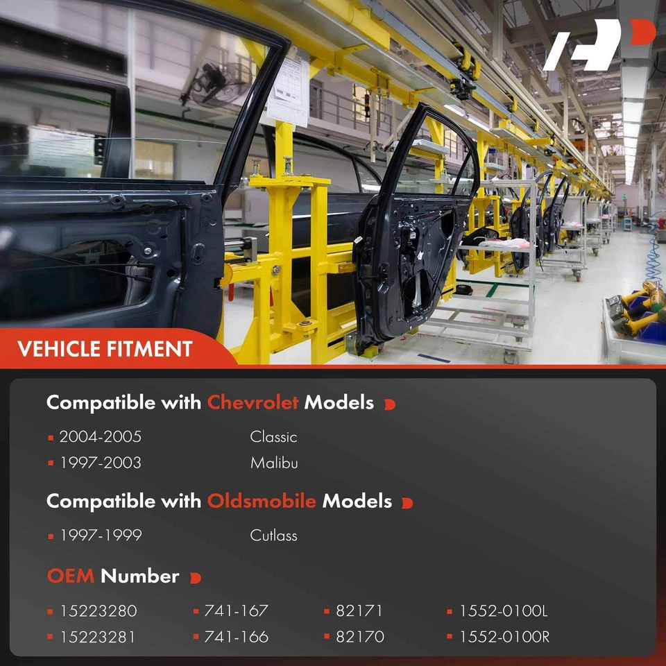 Regulador de ventana trasero L & R con motor para Chevy Classic Malibu Oldsmobile Cutlass Foto 3 de 4