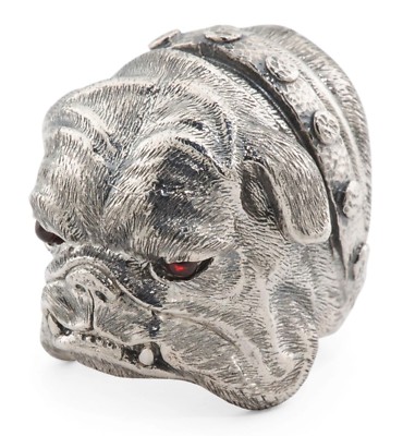 Scott Kay sz 7 SIlver 40g Garnet Eyes Bulldog Ring Men