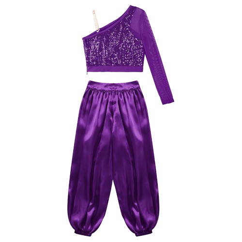 Conjunto de ropa de baile de danza del vientre para niñas conjunto de Halloween manga larga top con pantalones - Imagen 38 de 44