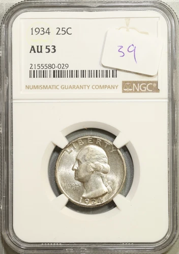 1934 Washington Quarter NGC AU53 #0-029