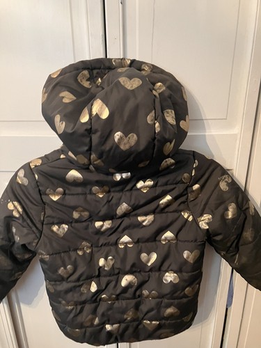Carters Puffer Jacket Girls Coat Outdoor Winter Zip Jacket Hearts - Picture 5 of 5