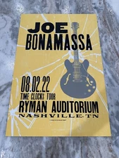 Joe Bonamassa Hatch Show Print Poster - 8-2-2022 - Ryman Auditorium