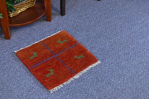 1'3"x1'3" Oriental Traditional Wool Gabbeh Handmade Red Tribal Area Rug - Picture 3 of 6