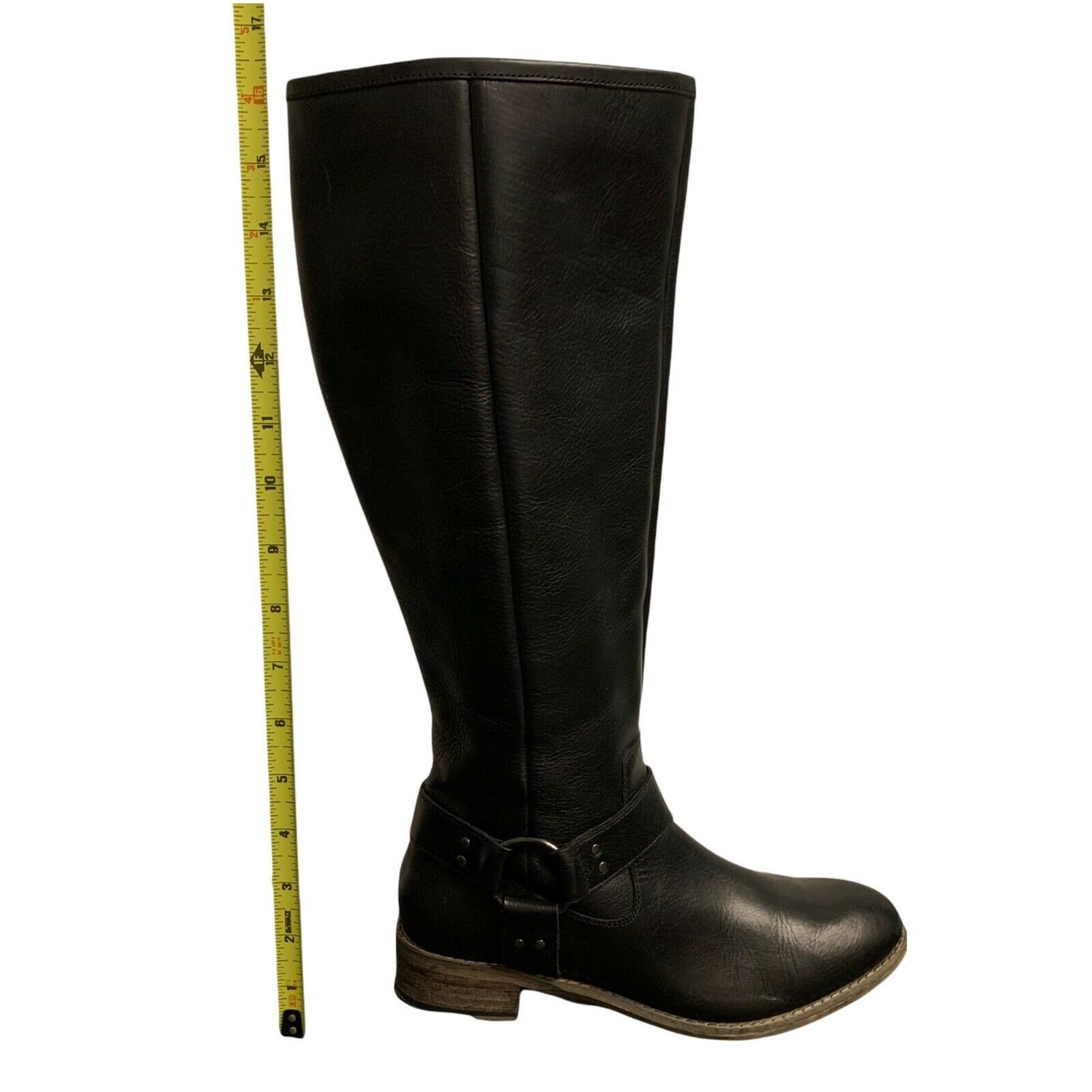 Diba Black Leather Moto Full Zip Knee High Boots … - image 9