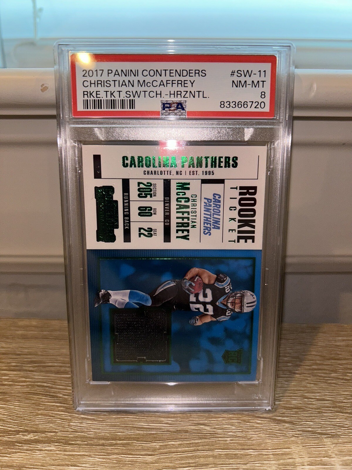 Christian McCaffrey Panini Contenders Rookie Ticket Swatches #SW11 Horizontal