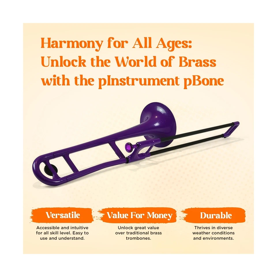Trombone plástico pBone pInstrument - Bocal e bolsa de transporte - Leve... - Imagem 2 de 4