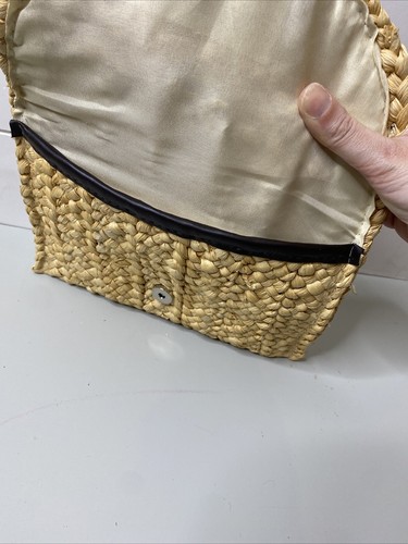 Straw Woven Boho Summer Vacation Travel Clutch Bag Purse Cottagecore with snap - Picture 4 of 6