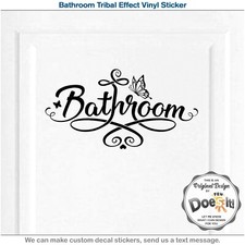 Bathroom Restroom Toilet Decal Vinyl Sticker Door Modern Tribal Wall Sign D199