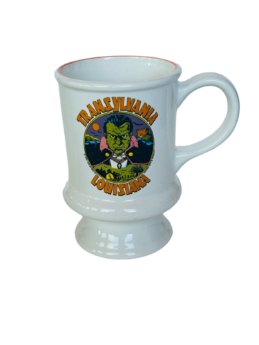 Dracula Universal Monster Coffee Mug Cup Vampire 1984 Transylvania Louisiana vtg - Picture 1 of 5