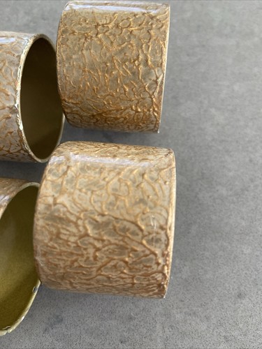 Vintage Brass Marbled Gold &Copper Look 6 Napkin Rings,Entertaining,Cottagecore - Picture 5 of 7
