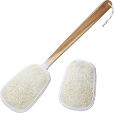 17 Inch Natural Exfoliating Loofah Back Scrubber On a Stick with Luffa Sponge...