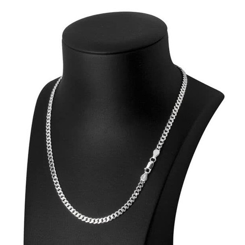 925 Sterling Silver Curb Cuban Mens Womens Chain Necklace .925 Italy All Sizes - Picture 4 of 10