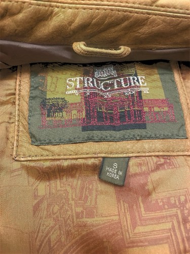 Vintage, Structure, Tan Leather Jacket with multiple packets, Size S - Picture 8 of 9