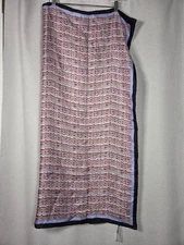 NWOT Talbots 100% Silk Scarf Red Blue Print  36"x36"
