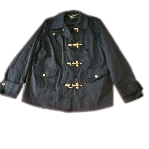 Vintage Lauren Ralph Lauren Toggle Jacket Women’s 1X - Black Coat Gold Hardware - Bild 1 von 3