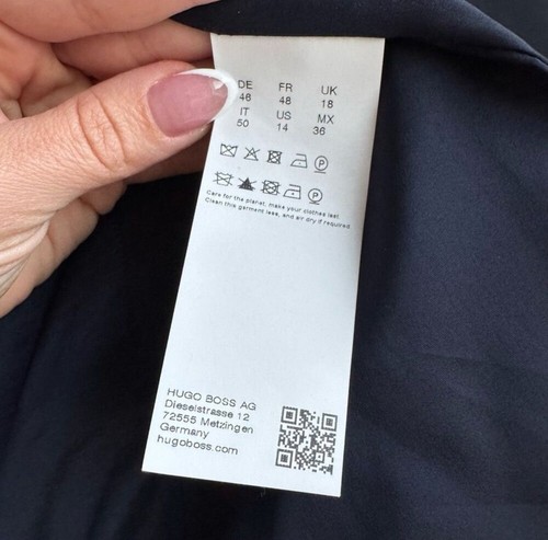 Hugo Boss Jiletara Schurwolle Marineblau Zwei Knopf Blazer Büro Mantel Gr. 14 - Bild 7 von 8