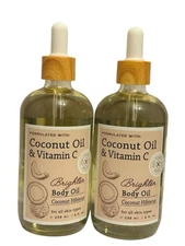 2 Home & Body Co Coconut Oil & Vit C Brighten Body Oil Coconut Hibiscus 8oz Each