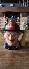 Royal Doulton Character Toby Jug Large  "The Fireman" (hose handle) D6697 C1982