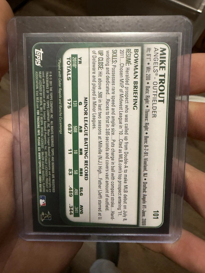 Bowman Draft Picks & Prospects 2011 béisbol Mike Trout #101 novato Foto 2 de 2