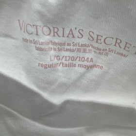 NEW Victoria's Secret 100% Cotton White Top&Pants Black Logo Pajama/Jogger Set
