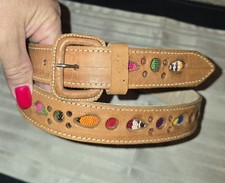 Vintage Southwest Leather Cut Out Belt Size 40 Gorgeous