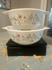 2 Vintage Pyrex England Emily Spring Garden Casserole Dishes 1.5 Qt & 1 Qt
