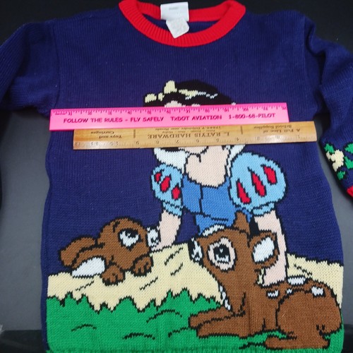 RARE VINTAGE 1980’s Walt Disney's Snow White Knit Sweater E37749-03 KIDS Lg 6x - Picture 4 of 10