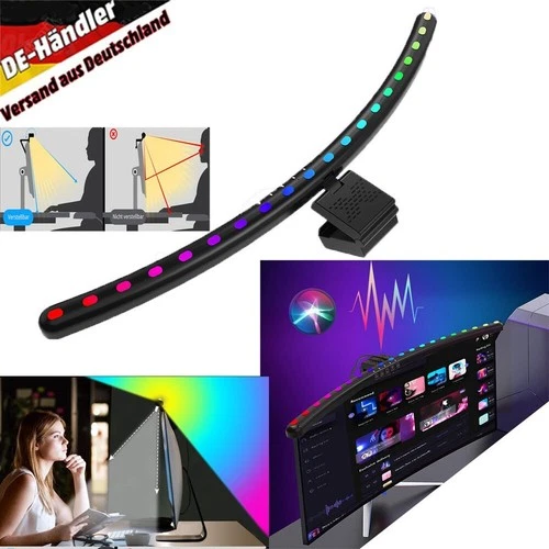 Monitor Lampe licht Curved LED Screenbar Bildschirmlampe Lichtleiste RGB Dimmbar