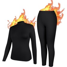 Women's Mock Neck Thermal Underwear Winter Warm Ultra-Soft Warm Base Layer Sets