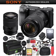 Sony a6400 Mirrorless Camera ILCE-6400M/B 18-135mm Lens + Deco Gear Case Bundle