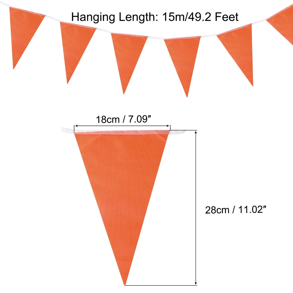 Banderín naranja de 50 pies banderas cuerda triángulo colgante para fiesta Foto 2 de 4