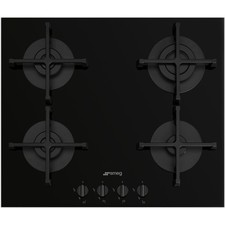 Smeg Cucina 60cm Gas on Glass 4 Burner Gas Hob - Black PV264B