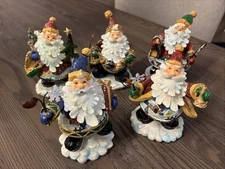 Greenbrier International Lot Of 5 Santa Figurines Christmas Holiday Decor 6”