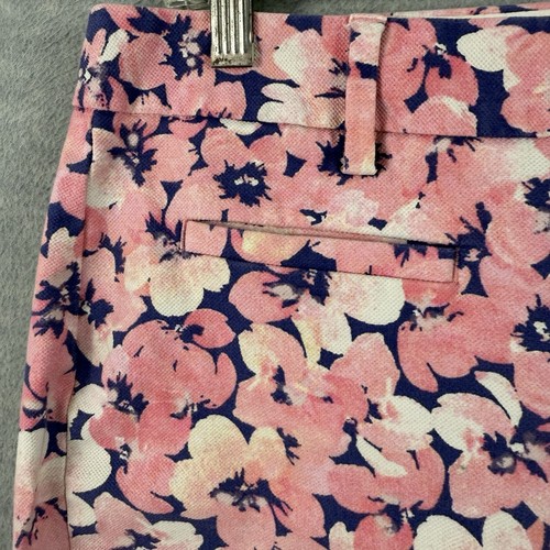 Lands End Women's 6 Mid-Rise Bermuda Shorts Pink Purple Floral Stretch Denim - Picture 4 of 14