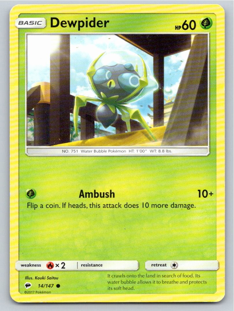 2017 POKEMON DEWPIDER BURNING SHADOWS 14/147 C LP A79792 FREE S&H