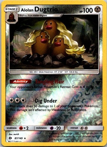 Alolan Dugtrio 87/149 Sun & Moon Base Set Reverse Holo