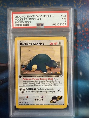 Rocket's Snorlax (1st Edition) graded PSA 7 for sale on eBay