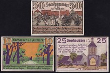 Germany Seehausen 1921 Notgeld Lot 3 Emergency Paper Money Banknote Complete Set