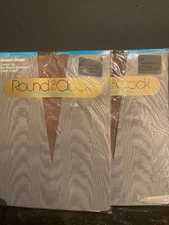 2 Round the Clock Vintage Pantyhose Satin Taupe Size D Stately Control Top