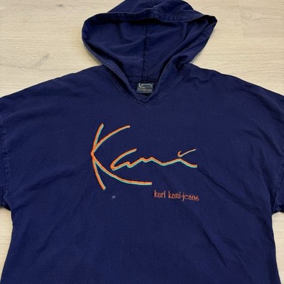 Vintage Karl Kani Hoodie Pullover 90s Hip Hop Blue/Purple Size L 